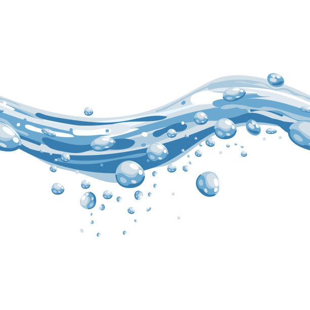 无缝水波矢量卡通插图孤立在白色背景。图片下载