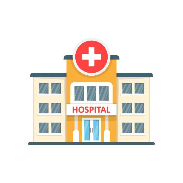 医院建筑图标在扁平化的医疗风格图片下载