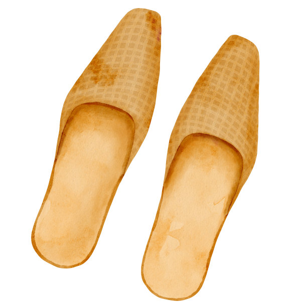 水彩夏天鞋插图。手工抽草骡子孤立在白色。一双沙滩鞋。女人的时髦鞋素描。图片下载