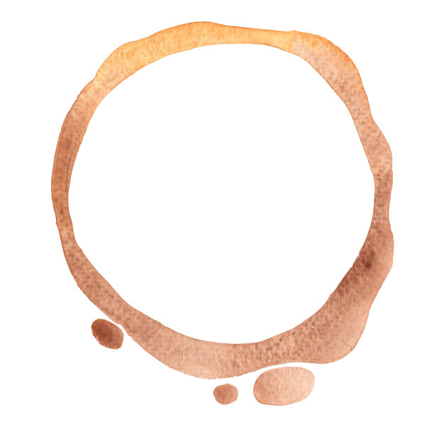 咖啡屋和历史概念的咖啡色圆形边框水彩装饰。图片下载