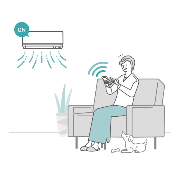 乐于用智能手机操控空调的资深女性图片下载