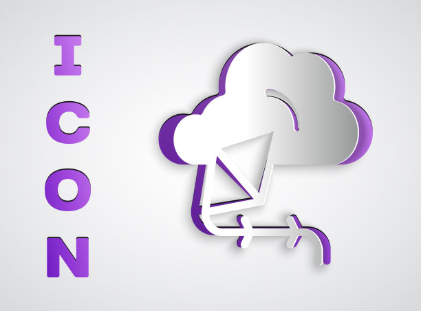 剪纸风筝图标孤立在灰色背景图片下载