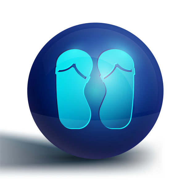 蓝色的人字拖图标孤立在白色背景图片下载