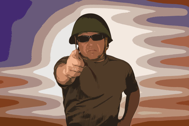 漫画风格的士兵，表情严肃，指着你图片下载