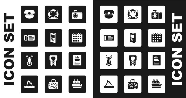 Set photo camera宣传册邮轮船票船长图片下载