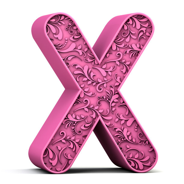 3d花字母X孤立在白色背景。3 d演示。图片下载