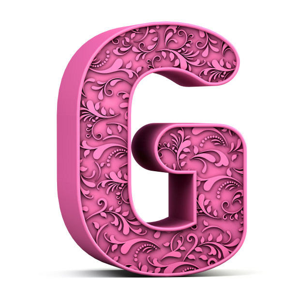 3d花字母G孤立在白色背景。3 d演示。图片下载