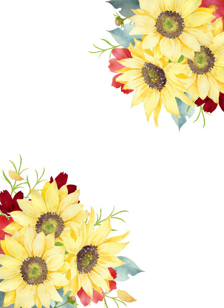 水彩向日葵花束装饰图片下载