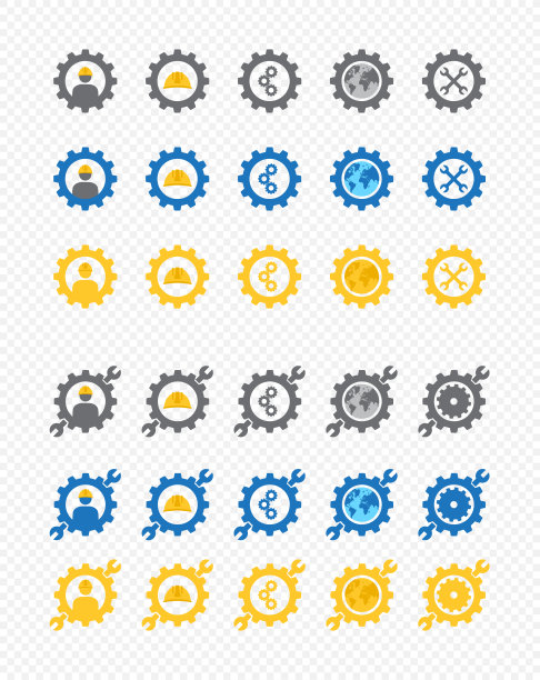 矢量图标工业符号和设备的替代风格和颜色。图片下载