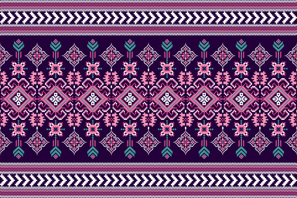 漂亮的针织刺绣无缝图案。图片下载