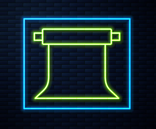 发光的霓虹灯线空照相馆图标孤立图片下载