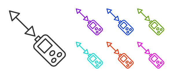 黑线激光距离测量图标孤立图片下载