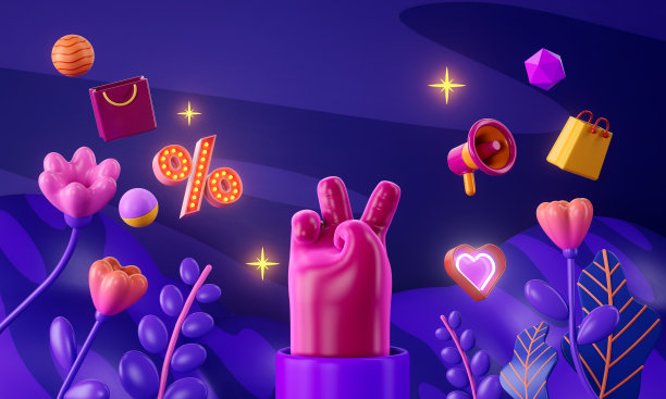 手和购物的3d渲染。图片下载