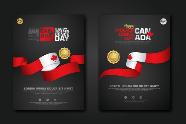 集海报设计加拿大快乐独立日背景模板图片下载