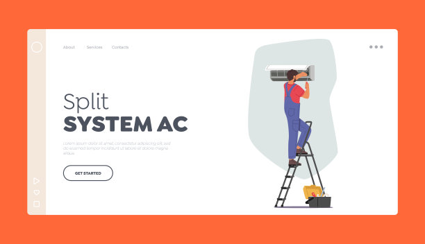 分离系统Ac着陆页面模板。电工大师修理坏的护发素。男字固定冷却系统图片下载