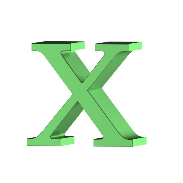 绿色3D渲染字体字母X图片下载