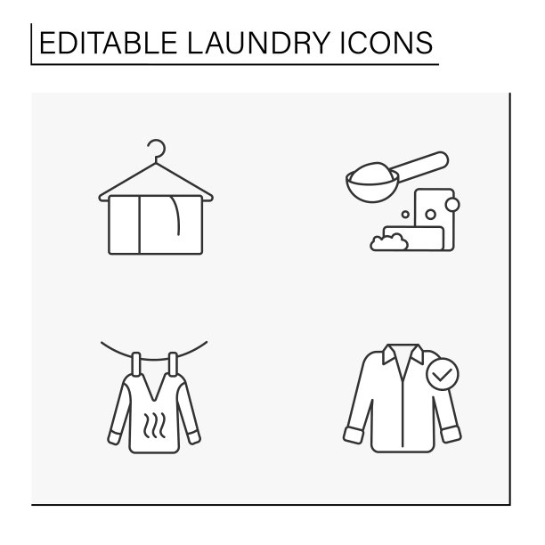 洗衣服务线性图标集图片下载