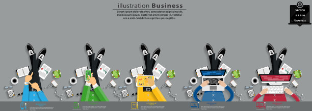 插画商业。设计现代理念和概念思考创意。为头脑风暴，社交网络，成功，计划，思考，搜索，分析，沟通，未来的想法创新技术。图片下载