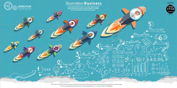 插画商业。设计现代理念和概念思考创意。为头脑风暴，社交网络，成功，计划，思考，搜索，分析，沟通，未来的想法创新技术。图片下载