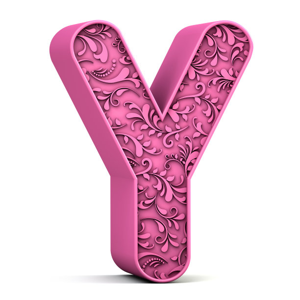 3d花字母Y孤立在白色背景。3 d演示。图片下载