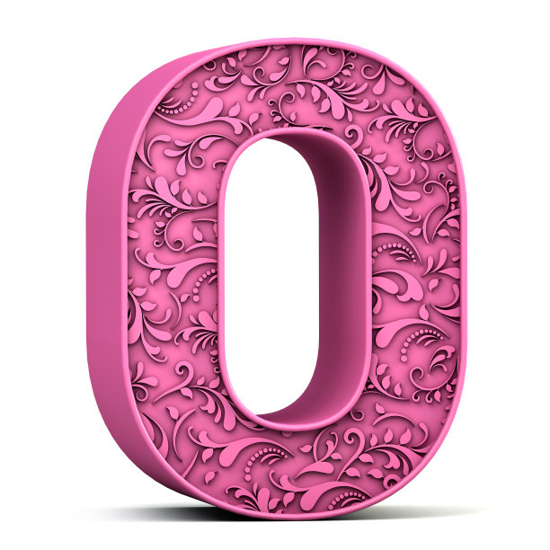 3d花字母O孤立在白色背景。3 d演示。图片下载