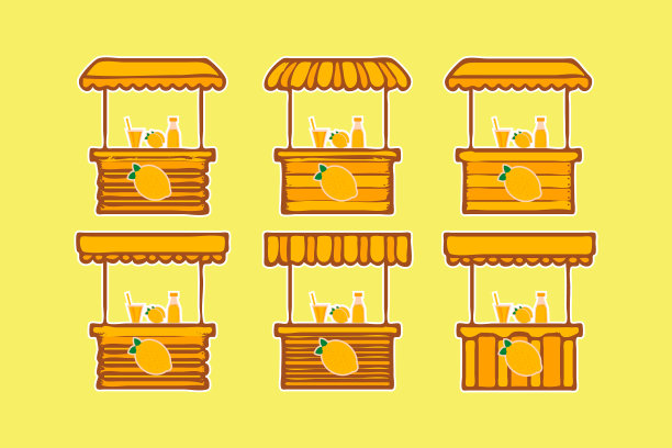 手绘柠檬水站矢量插图图片下载