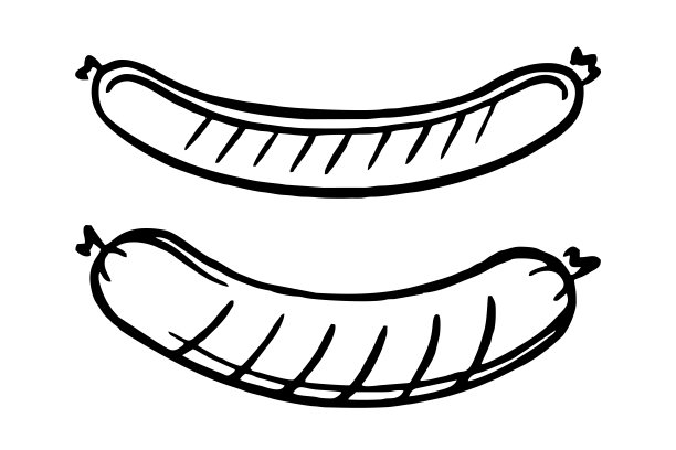 烤香肠手绘。餐厅烹饪涂鸦。矢量图图片下载