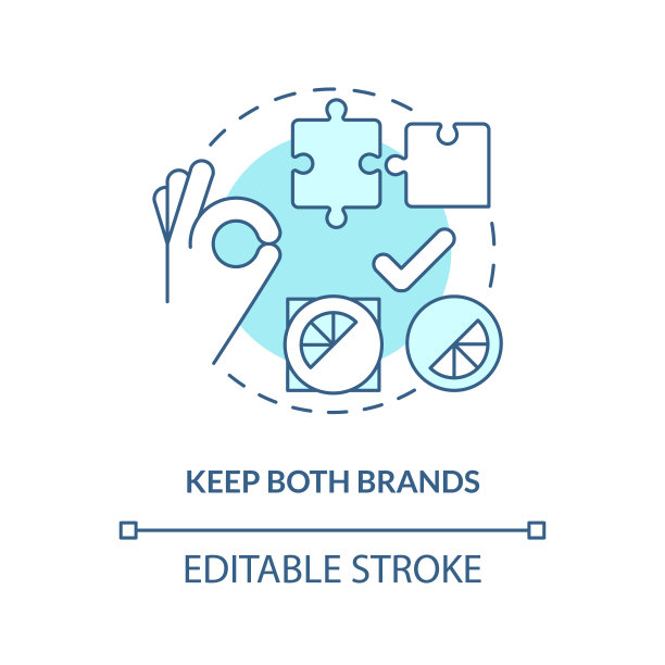 保持两个品牌的绿松石概念图标图片下载