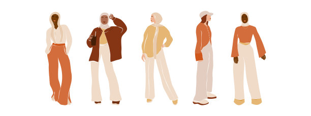 阿拉伯穆斯林时尚妇女为任何设计。戴着希贾布的漂亮迷人的黑人女孩。女性美肖像。矢量插图。图片下载