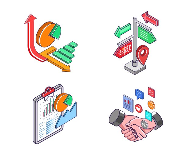 营销投资商务合作图标套装图片下载