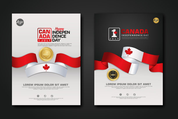 集海报设计加拿大快乐独立日背景模板图片下载