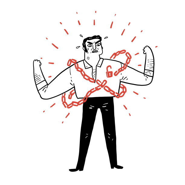 手绘矢量插图的激励商人做断链图片下载