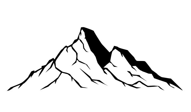 山脉符号，孤立矢量插图图形的黑色图片下载