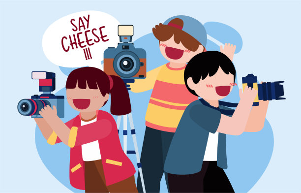 一组带相机向量的摄影师图片下载