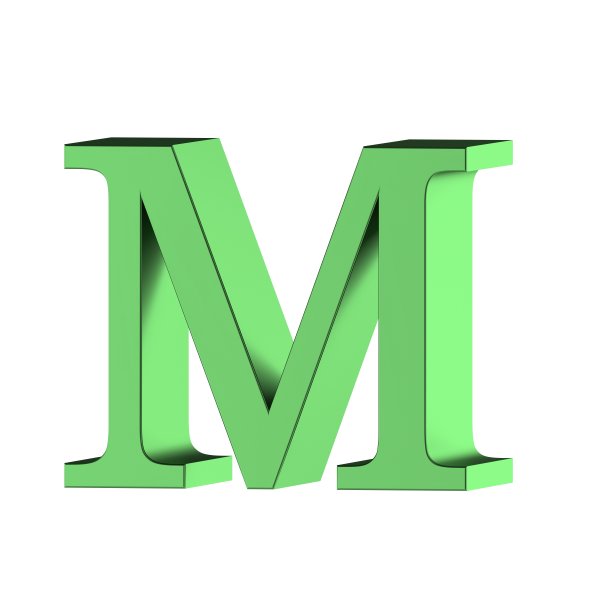 绿色3D渲染字体字母字母M图片下载