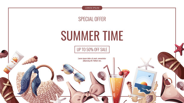 夏天横幅海滩度假，暑假图片下载