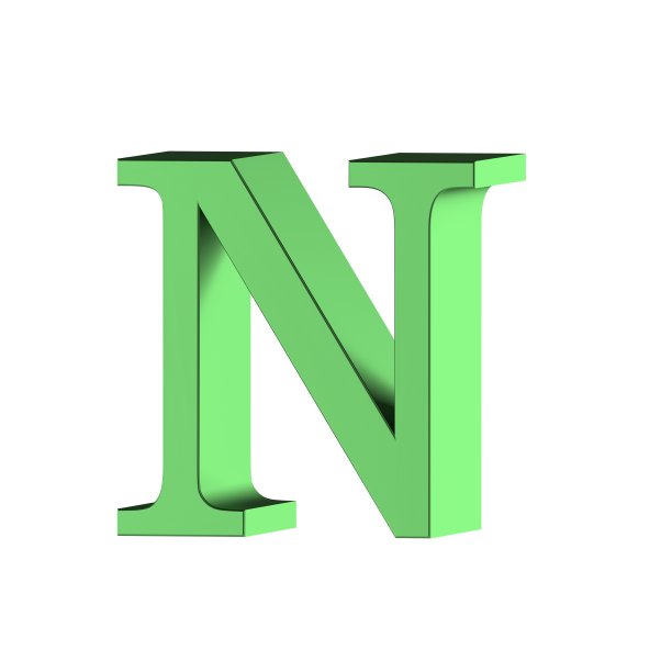 绿色3D渲染字体字母字母N图片下载