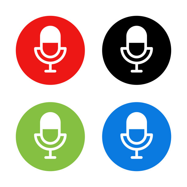 一套彩色的麦克风图标。声学和声音。向量。图片下载