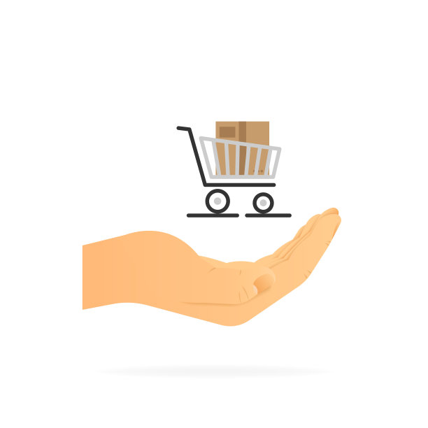 手持购物车。现实的手。白色背景。矢量插图。图片下载