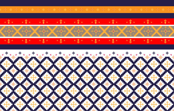 抽象几何图案和部落图案，运用当地的织物图案设计，设计灵感来源于土著部落。无缝几何矢量插图图片下载