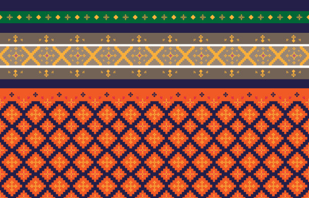 抽象几何图案和部落图案，运用当地的织物图案设计，设计灵感来源于土著部落。无缝几何矢量插图图片下载