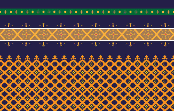抽象几何图案和部落图案，运用当地的织物图案设计，设计灵感来源于土著部落。无缝几何矢量插图图片下载