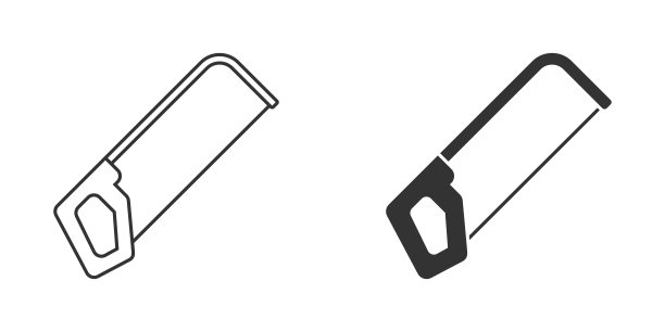 钢锯的金属图标。手金属锯符号。矢量插图。图片下载