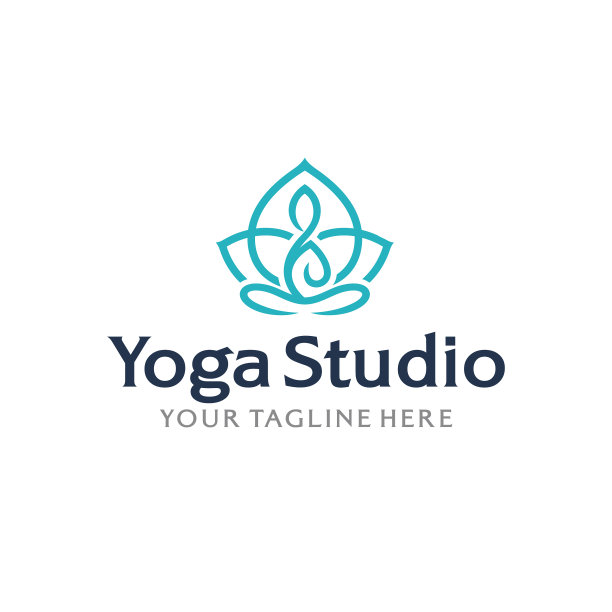 瑜伽工作室的标志以简单的剪影风格图片下载