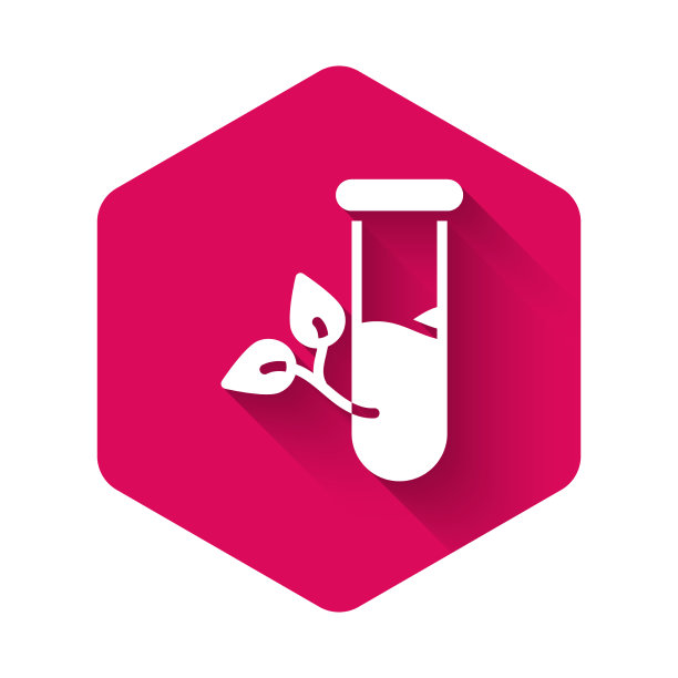 白色实验室玻璃和树叶图标隔离图片下载