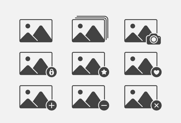 一套图像画廊图标收集数字图片下载
