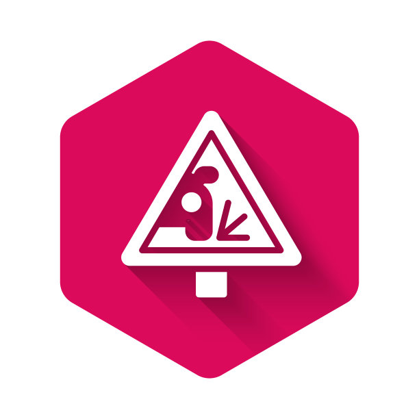 白色警示标志扔石头材料图片下载