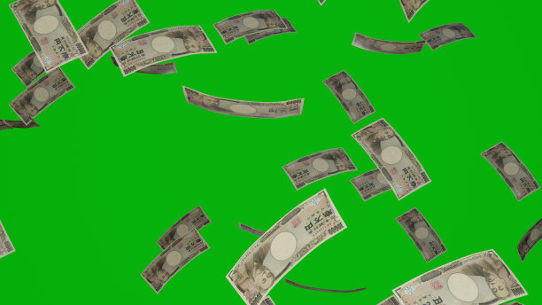 色键背景上的大量现金，10000日元纸币，成堆的钱图片下载