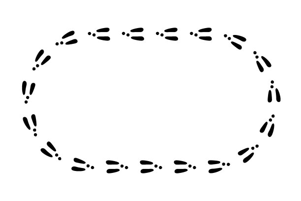 兔子或野兔的足迹。雪地上的兔子脚印。兔子的爪子的步骤。兔子的步骤。空白框架模板。矢量插图孤立在白色背景平面风格图片下载