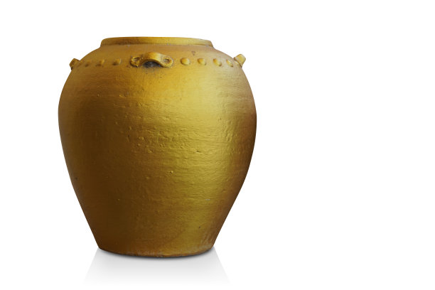 古董金陶罐白色背景，复古，对象，复古，古代，复制空间图片下载